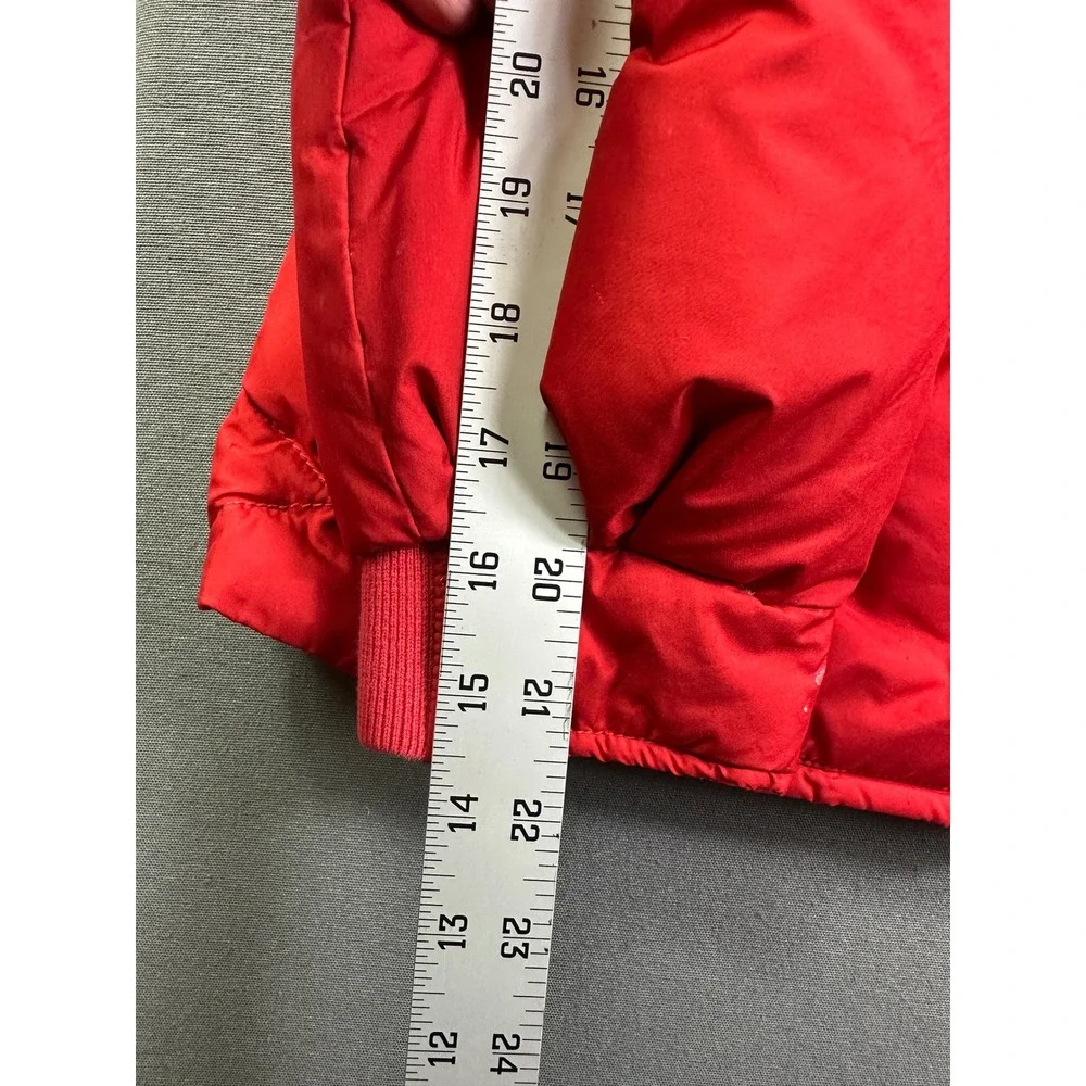 VTG Ralph Lauren Girls Red Quilted Down Puffer Jacket Hooded Belted Size XL 16